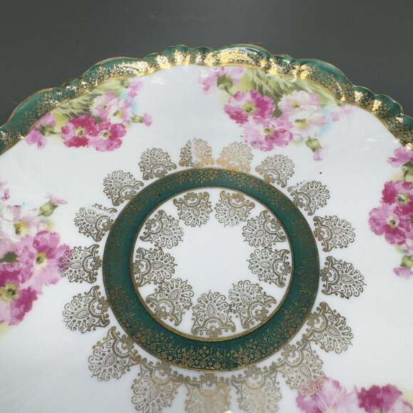 Eleanor China Co Austria Porcelain Plate Dish Set 4 Flowers Gold Gild Vintage - Picture 8 of 16